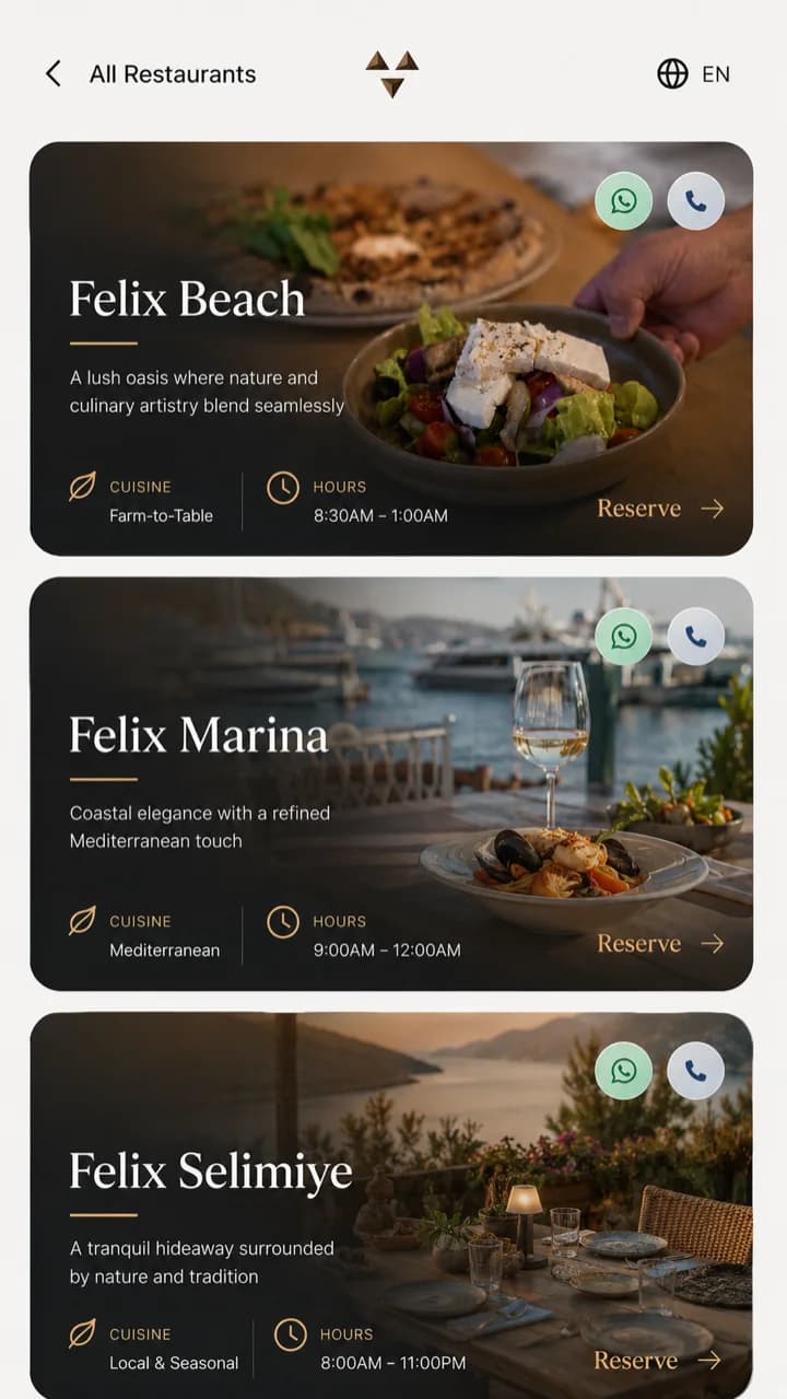 Reservevia restaurant directory on a tablet